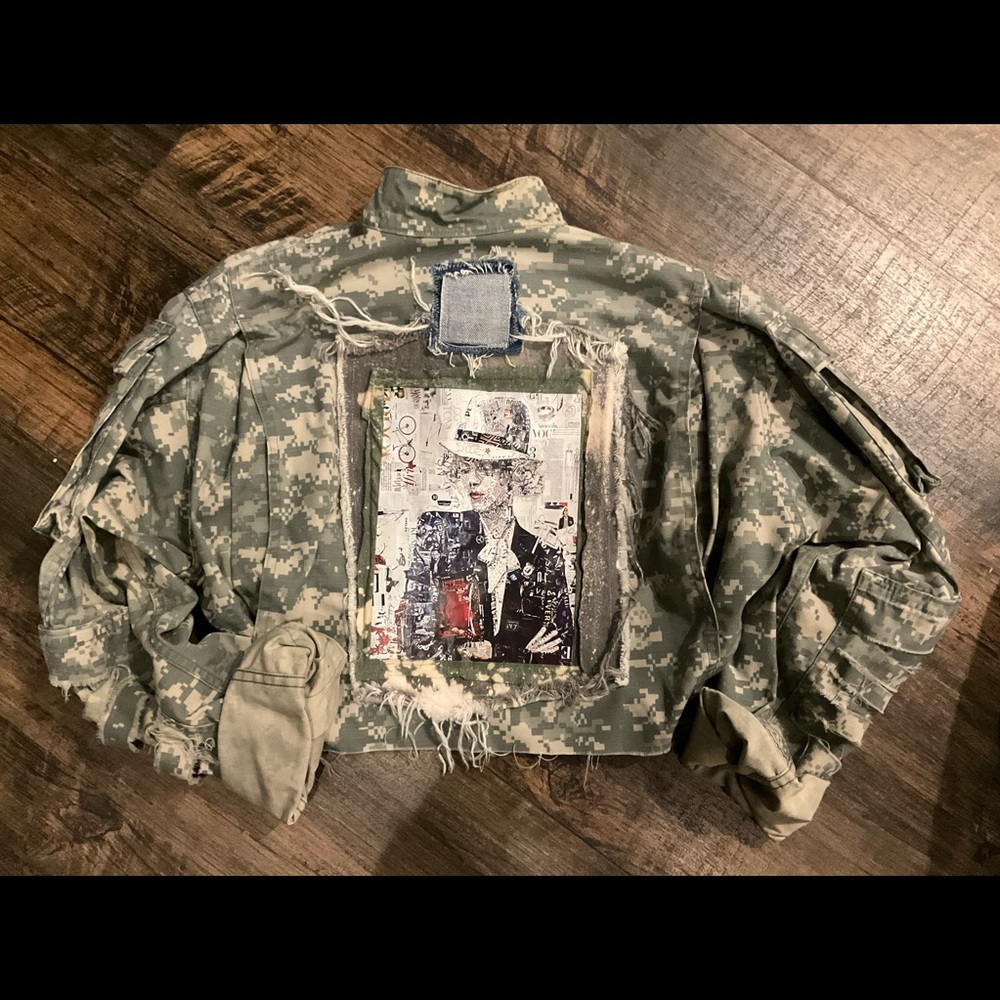 OOAK Upcycled Vintage ACU Desert Digital Distressed Cropped Camouflage Jacket…